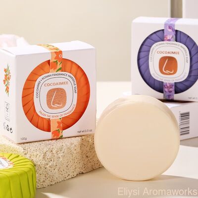 Buen precio Etiqueta privada Jabones redondos pequeños Blossom de melocotón / Wintersweet / Freesia Jabones de barra de tamaño de viaje en línea