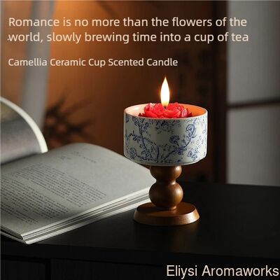 Good price 200g Soy Scented Candle Decorative Camellia Blossom Candle With 55 - 58 Hours Burning Time online